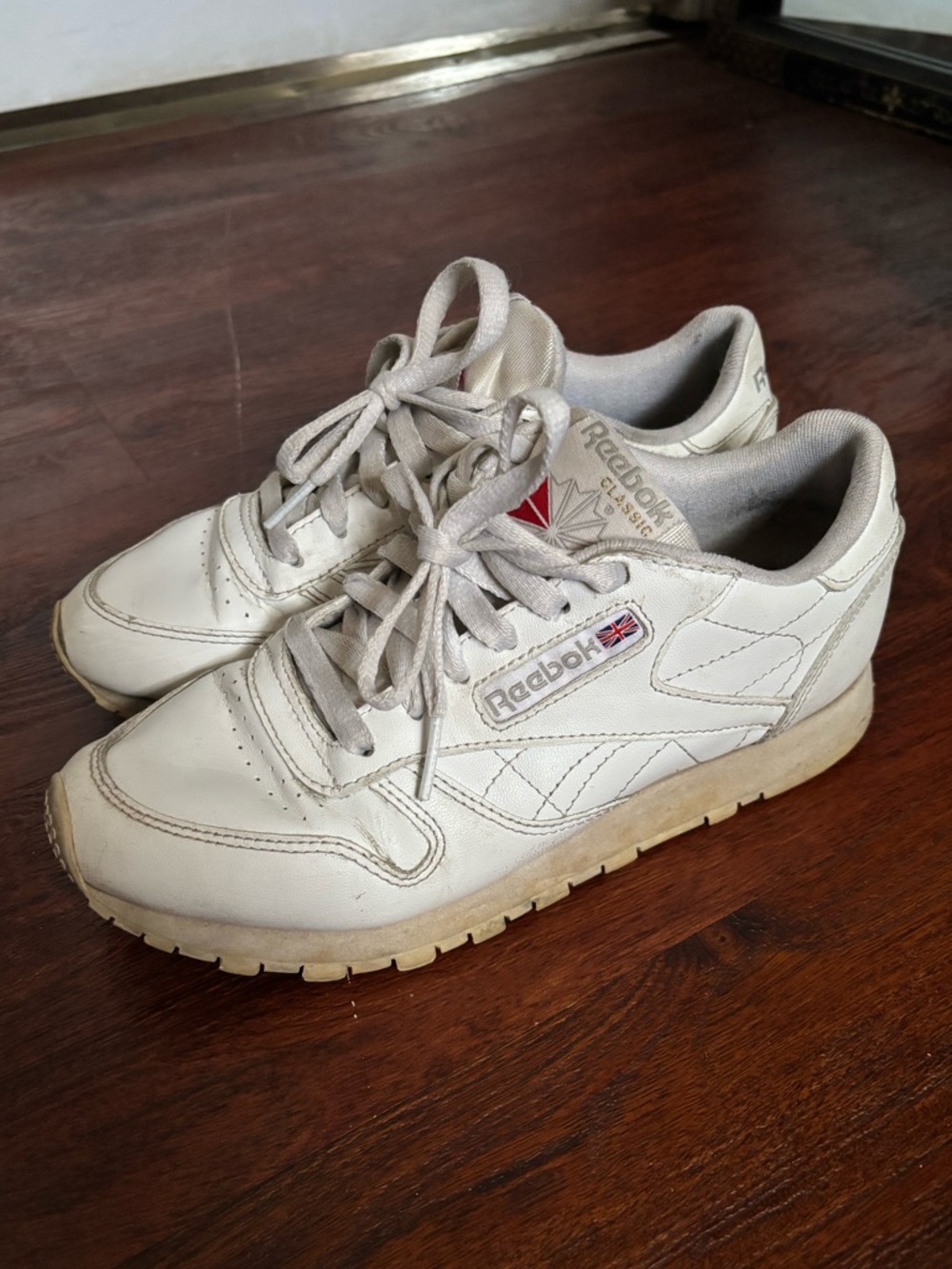 Reebok Classic White Leather Lace-Up Sneakers